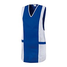 Arbeitsbluse mit Kasack-Verschluss, 65% Polyester blau-weiss