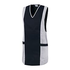 Arbeitsbluse mit Kasack-Verschluss, 65% Polyester schwarz-weiss
