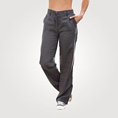 Damen Leinenhose mit Elastbund und Bindekordel