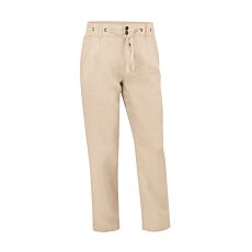 Damen Leinenhose mit Elastbund und Bindekordel beige