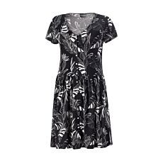 Damen Jersey-Kleid mit Knopfleiste schwarz-weiss