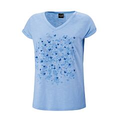 T-shirt dames à encolure en V, agrémenté d'un imprimé