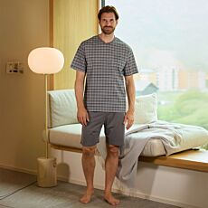 Shorty-pyjama, col en V, avec poche poitrine