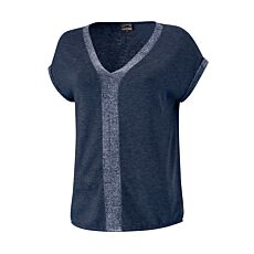 Shirt en tricot léger à manches courtes, encolure en V avec fil lurex