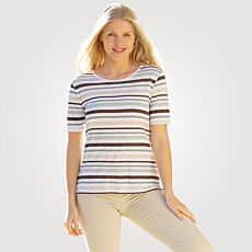 Gestreiftes Rundhals T-Shirt, leicht tailliert