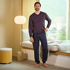 ARTIME V-Neck Pyjama für Herren, 100% Baumwolle