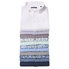 Chemise en lin à manches courtes et poche de poitrine