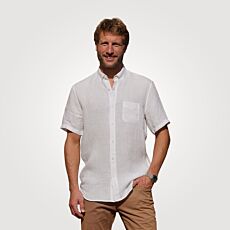 Chemise en lin à manches courtes et poche de poitrine