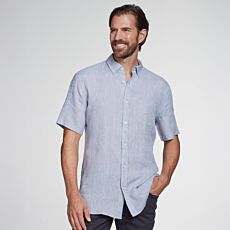 Chemise en lin à manches courtes et poche de poitrine