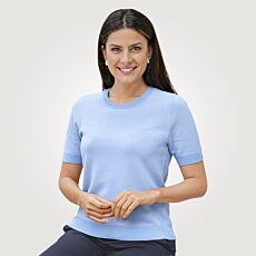 Damen Kurzarmpullover, 2-Ton-Effekt