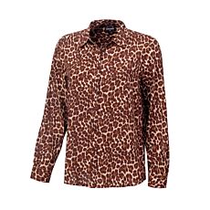 Modische Langarmbluse, Leopard-Print