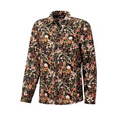 Modische Langarmbluse mit floralem Print, Hemdkragen