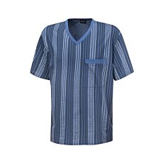 Gestreiftes Kurzarmpyjama für Herren, blau