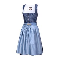 Dirndl femme à motif jacquard, ruban satin et tablier froncé