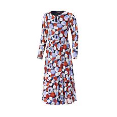 Midi Kleid mit Rundhalsausschnitt, bedruckt rot