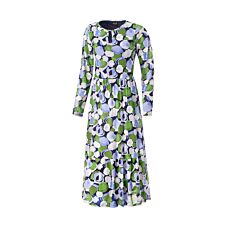 Midi Kleid mit Rundhalsausschnitt, bedruckt grün