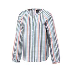 Leichtes Sommerbluse, gestreift, Knopfleiste mandarine