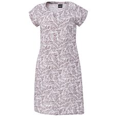 Damen Leinenkleid mit geschlitztem Rundhals braun