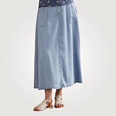 Lyocell Midi-Rock im Denim-Look
