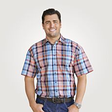 Karo-Kurzarmhemd aus Baumwolle petrol