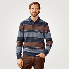 Gestreiftes Poloshirt langarm, Bündchenabschluss