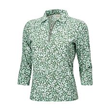 Polo dames zippé pimenté d'un imprimé all-over