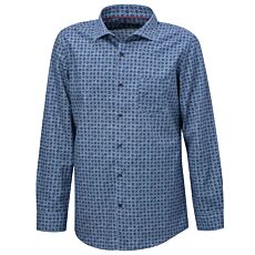 Bügelfreies Langarmhemd mit Allover-Print blau