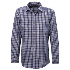 Chemise à manches longues et carreaux, repassage superflu bleu-brun