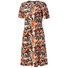 Damen Jersey Kleid, V-Ausschnitt orange