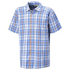 Chemise à manches courtes et carreaux, avec poche de poitrine bleu clair