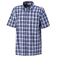 Chemise à manches courtes et carreaux, avec poche de poitrine marine