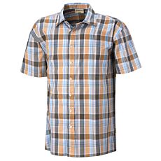 Chemise à manches courtes et carreaux, avec poche de poitrine brun