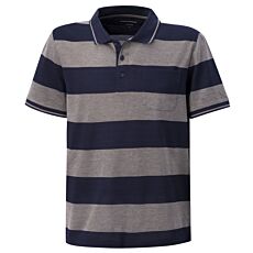 Mercerisiertes Poloshirt – blau-beige