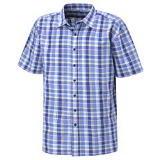 Chemise à manches courtes, à carreaux jaune-bleu