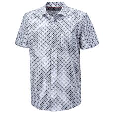 Chemise à manches courtes pour homme avec imprimé, sans repassage bleu-beige