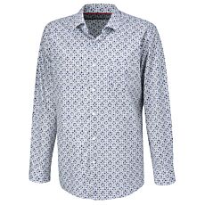 Herren langarmhemd mit Print, bügelfrei beige-blau-weiss