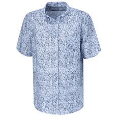 Chemise à manches courtes en lin avec poche poitrine bleu clair