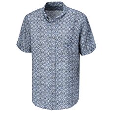 Chemise à manches courtes en lin avec poche poitrine bleu