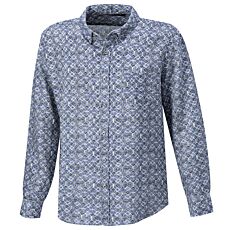 Chemise à manches longues en lin avec poche poitrine bleu