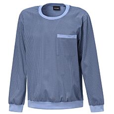 Haut de pyjama pour hommes avec bords-côtes, imprimé bleu
