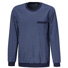Herren Pyjama Shirt mit Bündchenabschluss, bedruckt marine