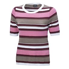 T-shirt en maille rayé à manches mi-longues