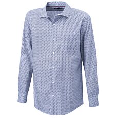 Chemise à manches longues imprimée, sans repassage – bleu clair