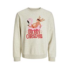 JACK&JONES Weihnachts Sweatshirt beige-weiss