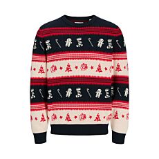 JACK&JONES XMAS Noel Knit Crew Neck rot-blau