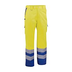 Arbeitshose mit Lüftung, EN ISO 20471, 300 g gelb-blau