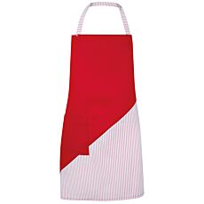 Latzschürze mit Farbakzent und Tasche rot