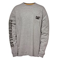 CAT T-shirt à manches longues, logo, avec système de passage des cordons gris