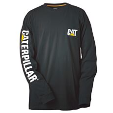 CAT Langarmshirt, Schriftzug, mit Kabelleitsystem schwarz