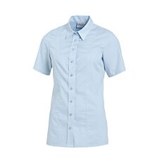 Bluse Material-Mix chlorecht kurzarm hellblau